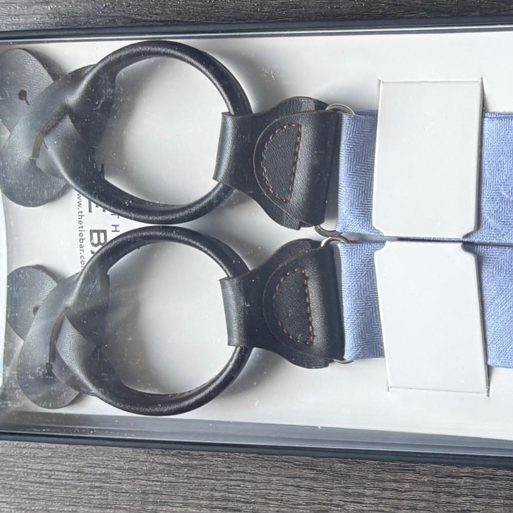 The Tie Bar Black and Blue Suspenders Elegant Accessories